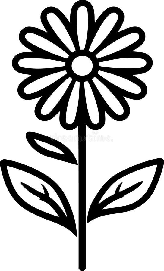 Daisy - black and white vector illustration. A clean, no-nonsense black and white vector artwork that stands out for its sharp, precise lines and the striking contrast between its tones - Artificial intelligence crafted illustration
