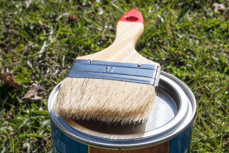 Clean Paint Brush on Closed Color Can Stock Image Image of house