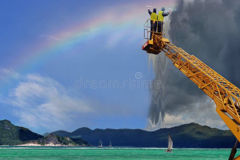 Clean, paint your rainbow sky from stormy clouds. stock photography Clean, paint your rainbow sky from stormy clouds. stock photography