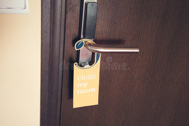 Clean room in hotel room stock image. Image of sign 267884787