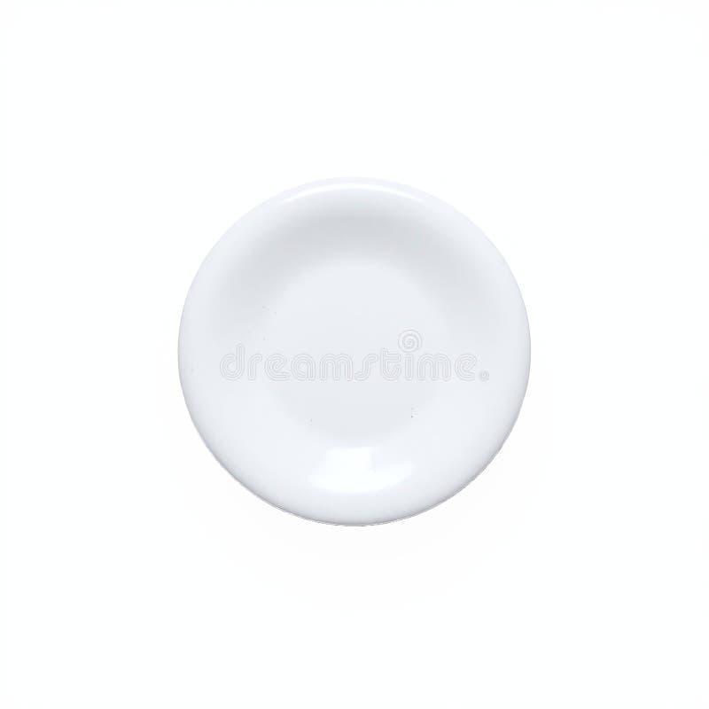 A clean, round white ceramic plate is displayed from a top view on a transparent background. The plate is empty and designed for serving food, showcasing its minimalistic and sleek look. This image is created with AI. Cleanplate vectors