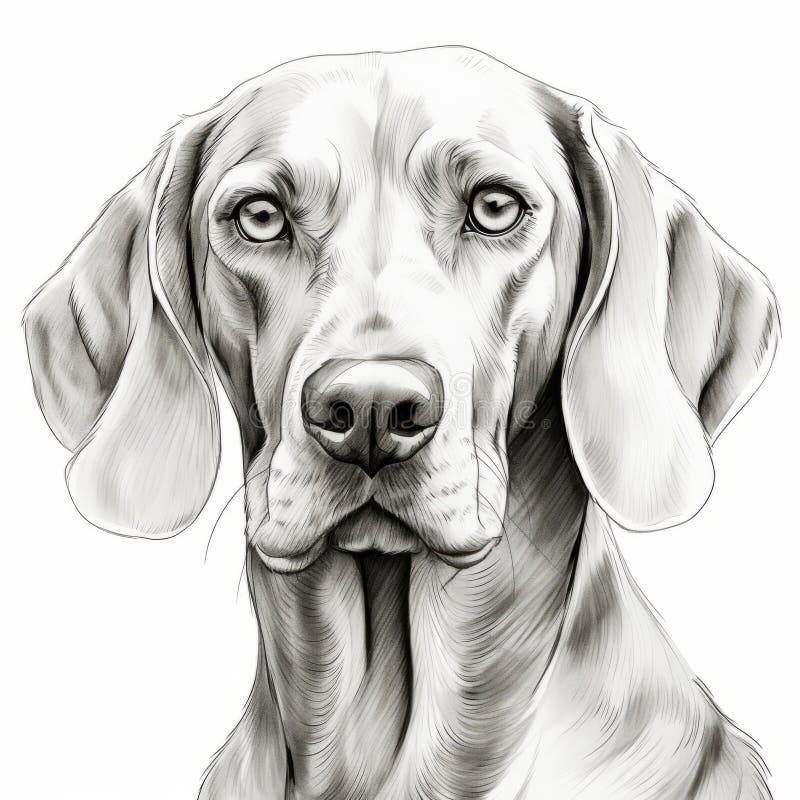Clean And Sharp Digital Illustration Of A Weimaraner In Black And White royalty free illustration