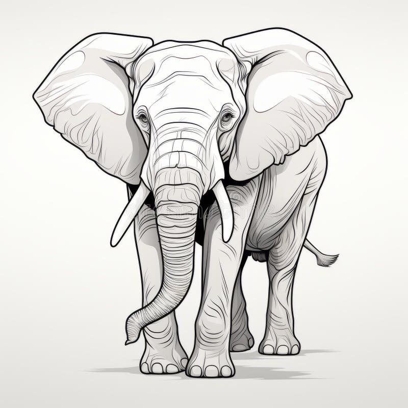 Clean And Sharp Inking: Upright Elephant Illustration On Light Background vector illustration