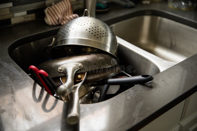 Clean Silver Dishes in Kitchen Sink Stock Image Image of cleaning