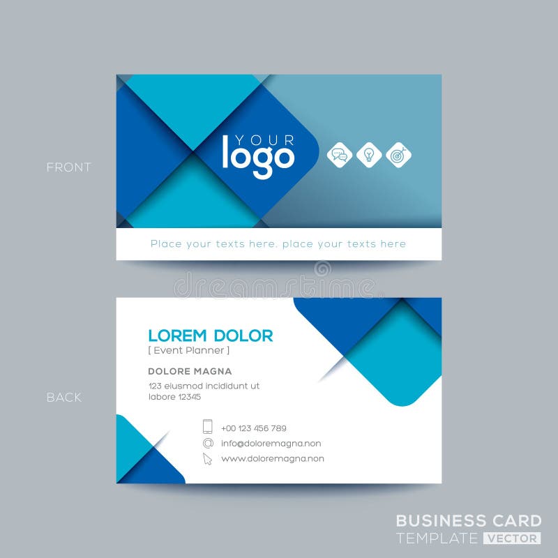 Clean and simple blue business card design stock illustration