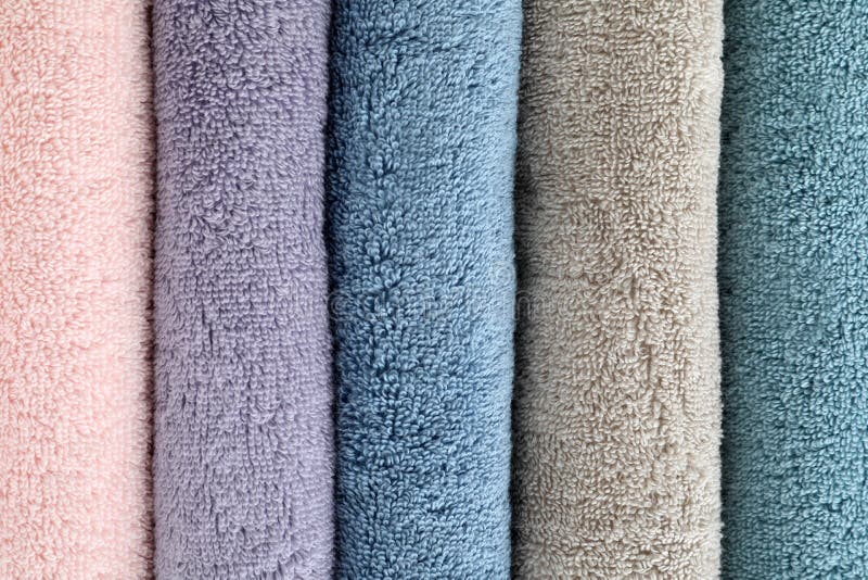 Clean soft terry towels as background stock images