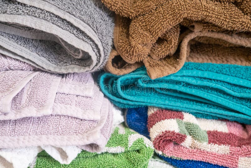 Clean Towels Arranged in Home Laundry Room Stock Photo Image of