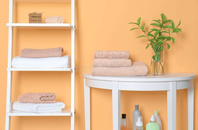 Clean towels in bathroom stock images Clean towels in bathroom stock images