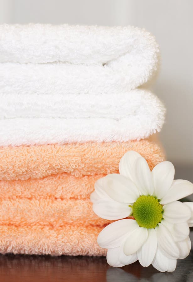 Clean towels in bathroom stock photo. Image of sanitary 114171894