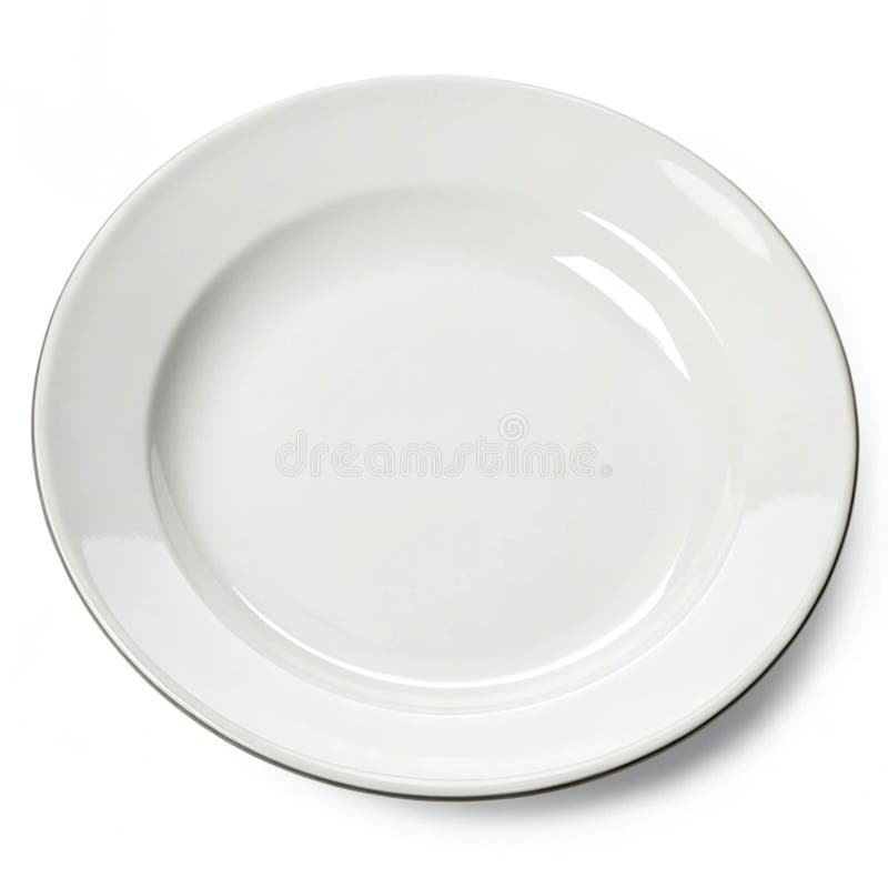 A clean white empty plate isolated on a white background, ideal for food photography and table setting content. Cleanplate illustrations