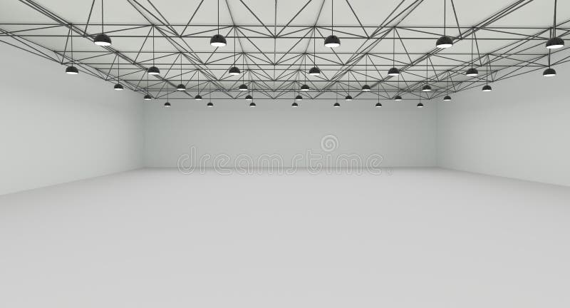 Clean White Empty Warehouse 3d ...