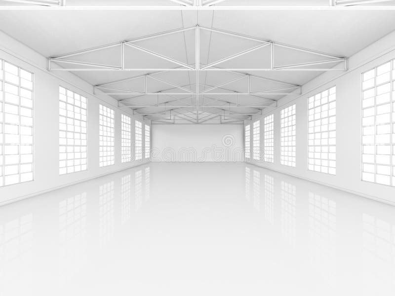 Clean White Empty Warehouse with ...