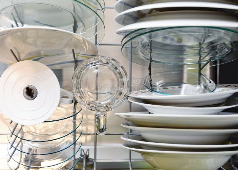 Plates And Different Dishes In The Dishwasher Stock Photo Image of