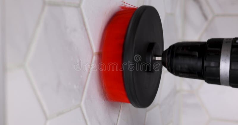 Cleaning Bathroom Tiles with Drill Brush Stock Video - Video of working, bathroom: 342948133