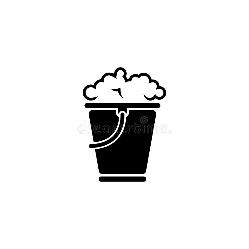 Cleaning Bucket with Foam Flat Vector Icon vector illustration Cleaning Bucket with Foam Flat Vector Icon vector illustration