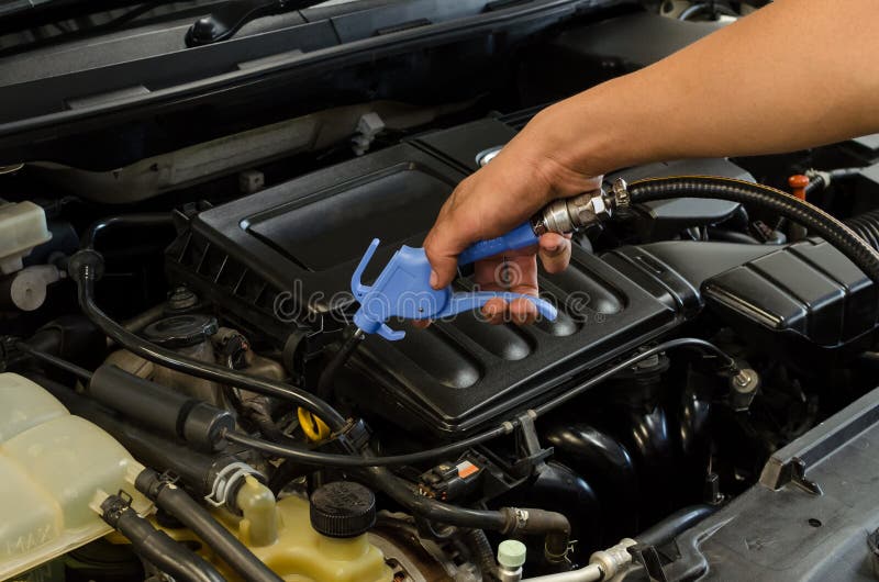 Cleaning Car Engine by Air Gun Stock Photo Image of machine, polish 89125088