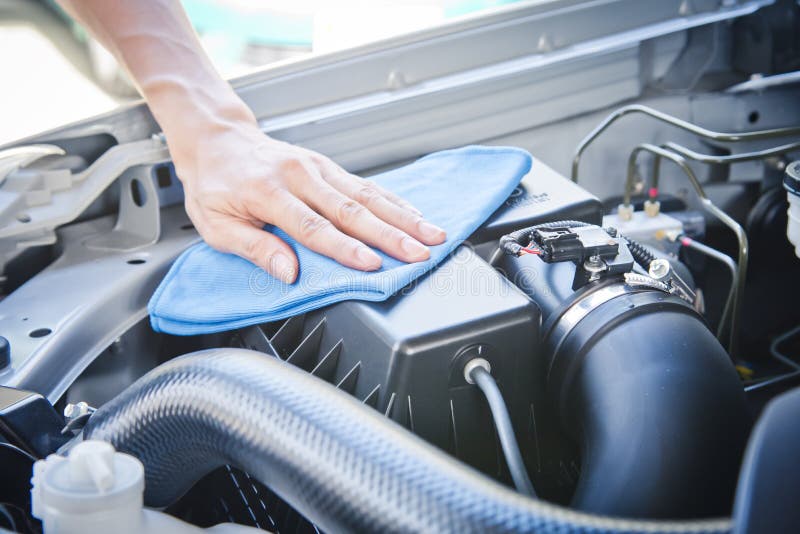 Cleaning the car engine stock image. Image of parts, hose 78461291