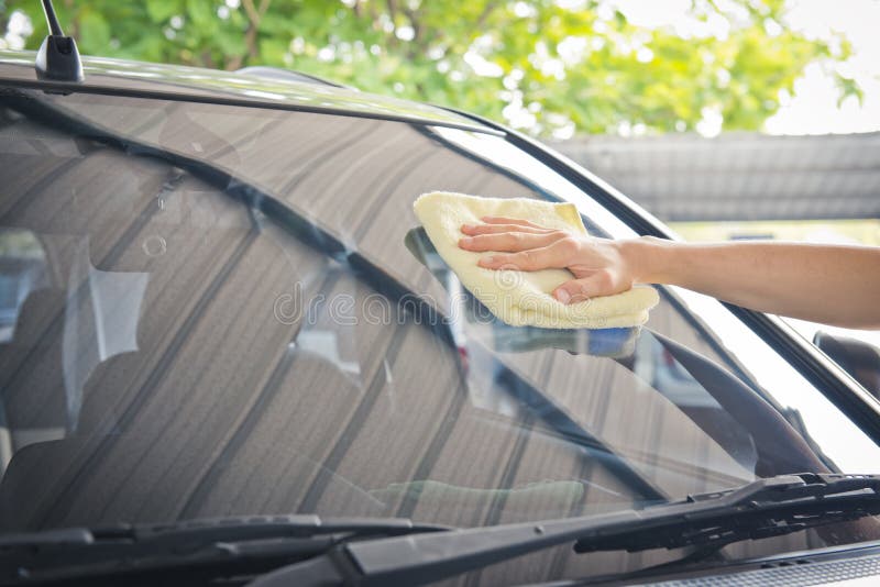 Cleaning Car Glass with a Fabric Stock Photo Image of cleaner, manual 68683094