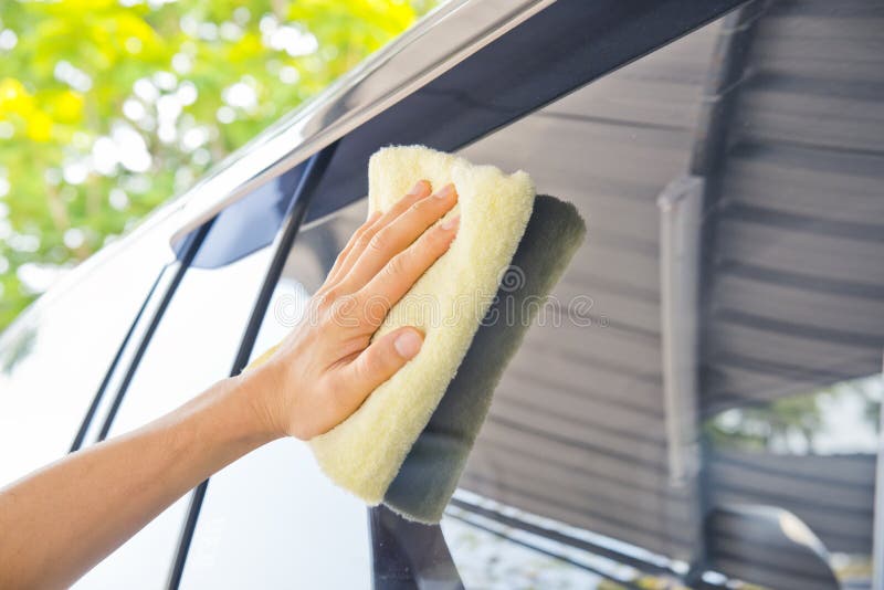 Cleaning Car Glass with a Fabric Stock Photo Image of person, manual 68683220