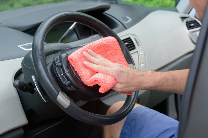 Cleaning Car Interior with Cloth Stock Photo Image of conditioning
