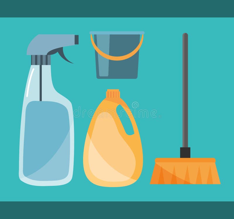 Cleaning cartoon set stock vector. Illustration of broom - 220292633