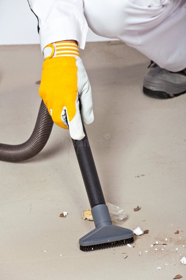 Cleaning Cement Floor with Vacuum Cleaner Stock Image Image of