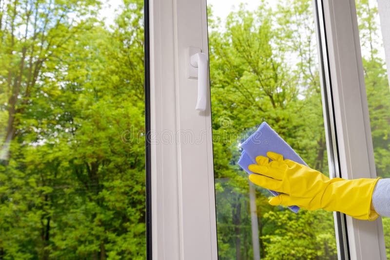 Cleaning Closed Plastic Vinyl Window Stock Photo Image of object, fingers 71474618