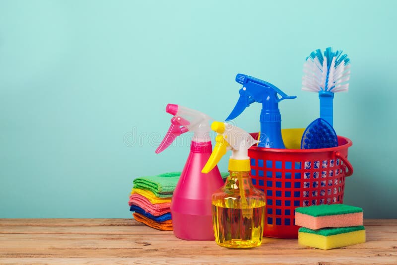 Office Cleaning Service Concept with Supplies Stock Photo Image of