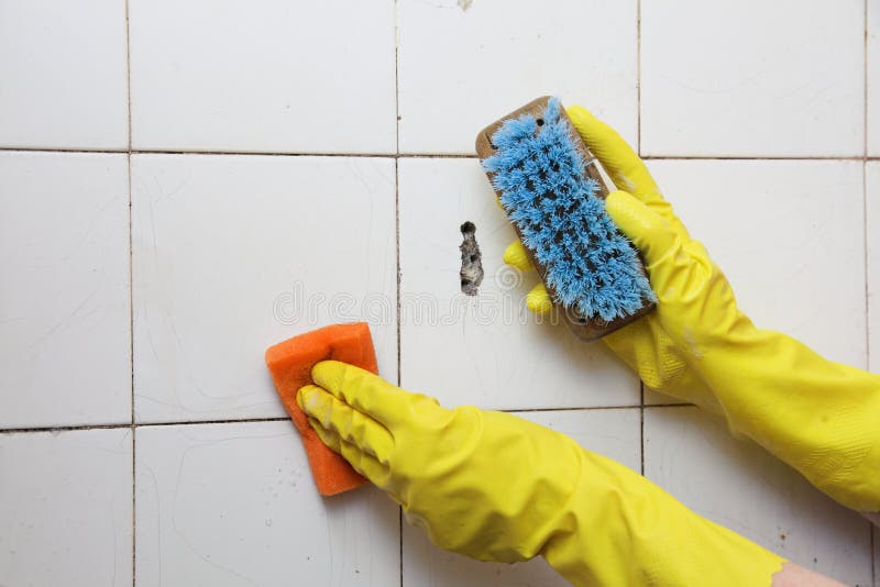 Cleaning of Dirty Old Tiles in a Bathroom Stock Image Image of kitchen, bathroom 34023573