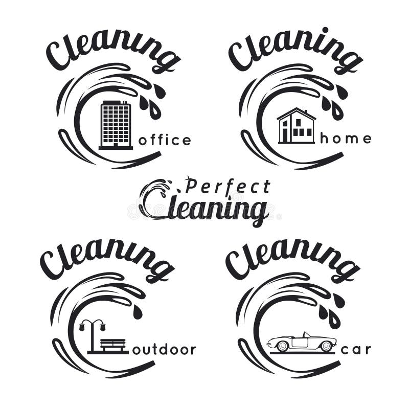 Cleaning Emblems Stock Vector Image 57174045