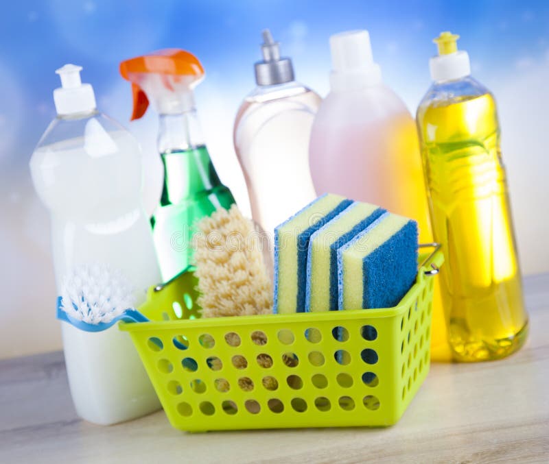 Cleaning Equipment, Home Work Colorful Theme Stock Photo Image of