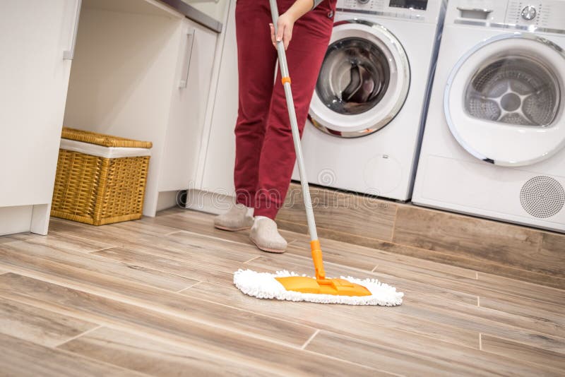 Cleaning Floor in Laundry Room in Modern House Stock Photo Image of household, home 128715788