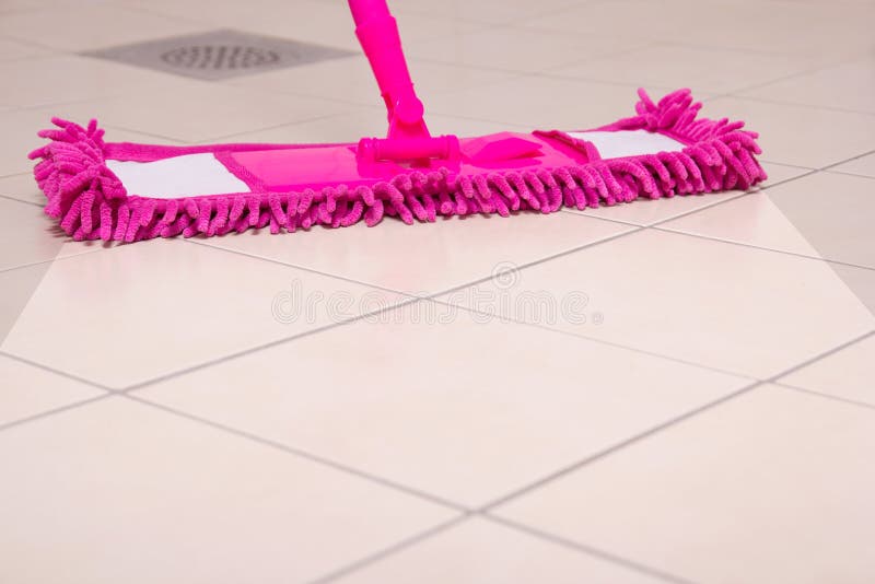 Cleaning the Floor with Pink Mop Stock Image Image of indoor, cleaner