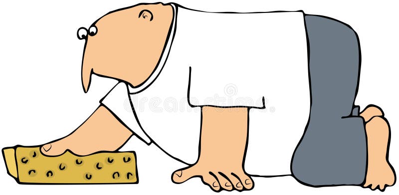 Cleaning The Floor With A Sponge stock illustration