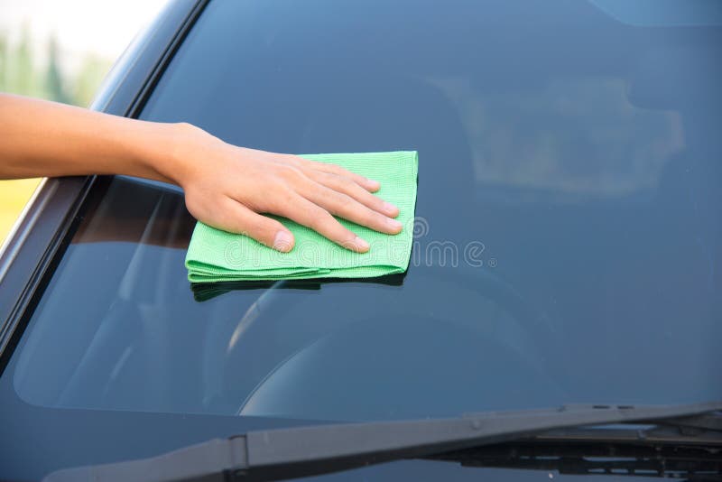 Cleaning glass car. stock image. Image of dirt, people 66014133