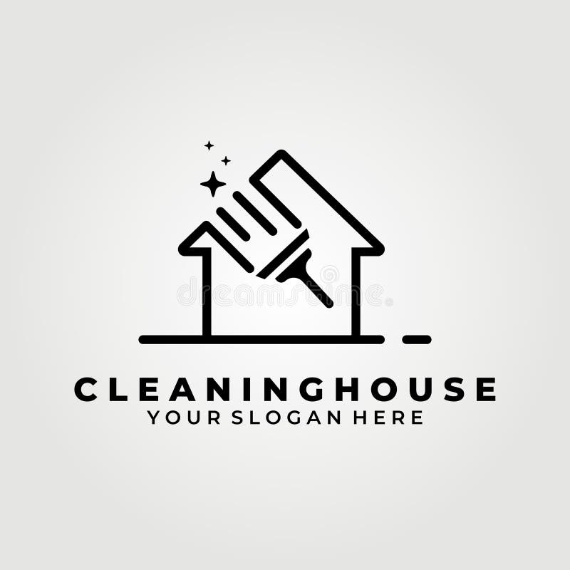 Cleaning House, Service Logo Vector Illustration Deign Graphic, Glass
