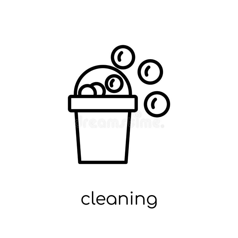 Cleaning icon. Trendy modern flat linear vector Cleaning icon on royalty free illustration Cleaning icon. Trendy modern flat linear vector Cleaning icon on royalty free illustration