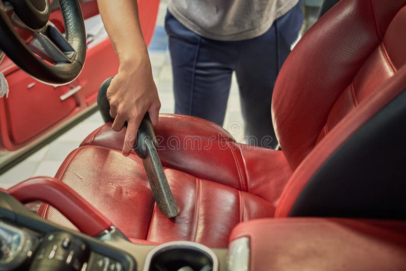 Cleaning of Interior of the Car with Vacuum Cleaner Stock Photo Image