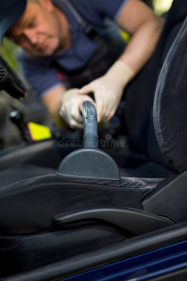 Cleaning of Interior of the Car with Vacuum Cleaner Stock Image Image