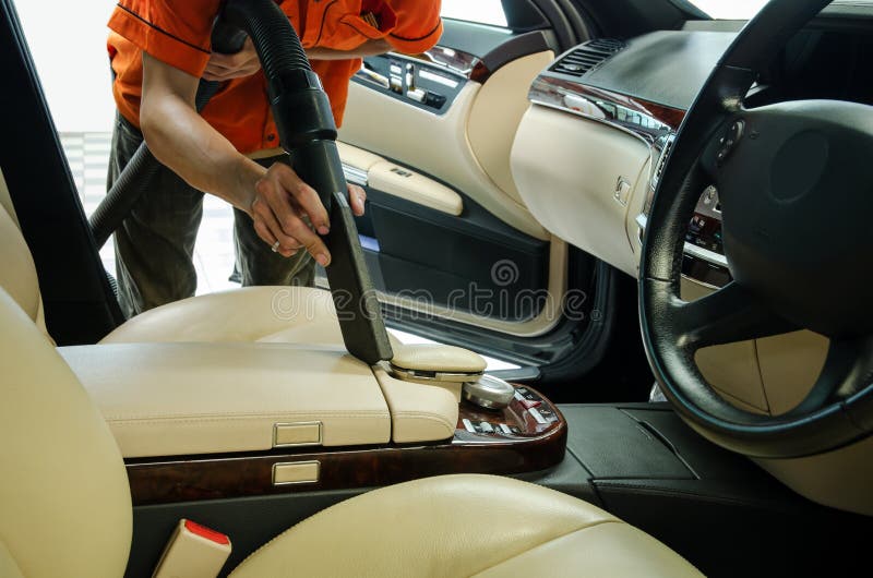 Cleaning of Interior of the Car with Vacuum Cleaner Stock Image Image