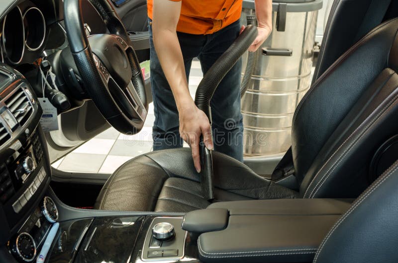 Cleaning of Interior of the Car with Vacuum Cleaner Stock Photo Image