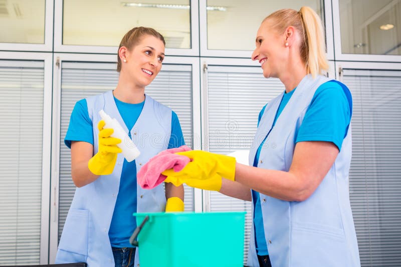 Cleaning Ladies Working in Office Stock Photo Image of personnel