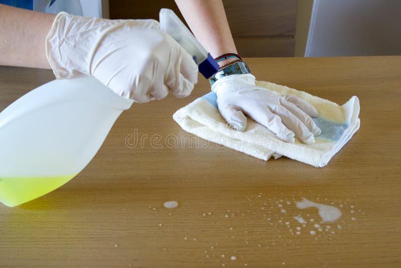 A Cleaning Lady is Cleaning the Table Stock Photo Image of cleaning