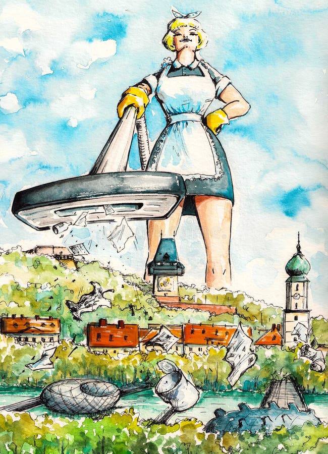 Cleaning lady stock illustration. Illustration of city - 51435479 Cleaning lady stock illustration. Illustration of city - 51435479