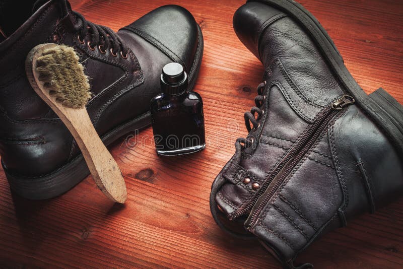 Cleaning of men s boots stock image. Image of style, footwear 36104763
