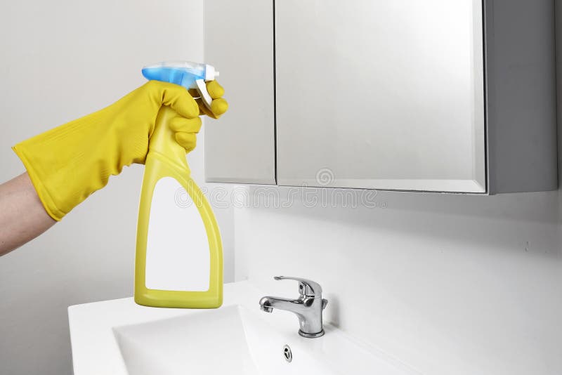 Cleaning Mirror in the Bathroom Stock Photo Image of housework