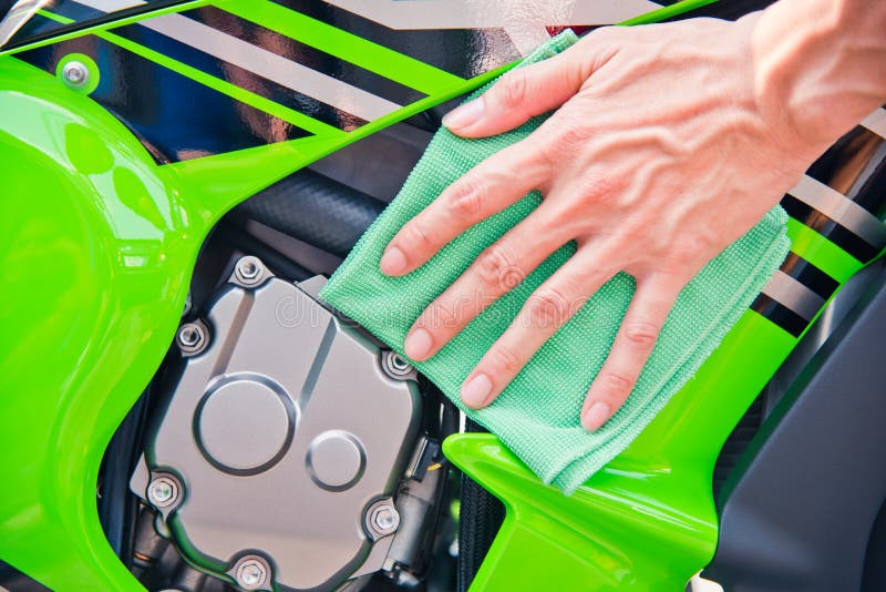 Cleaning motorcycle stock photo. Image of transportation 101775418