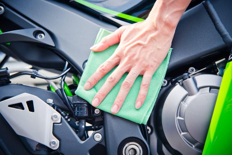 Cleaning motorcycle stock image. Image of hand, cleaning 101774789