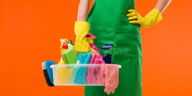 Cleaning in progress stock images