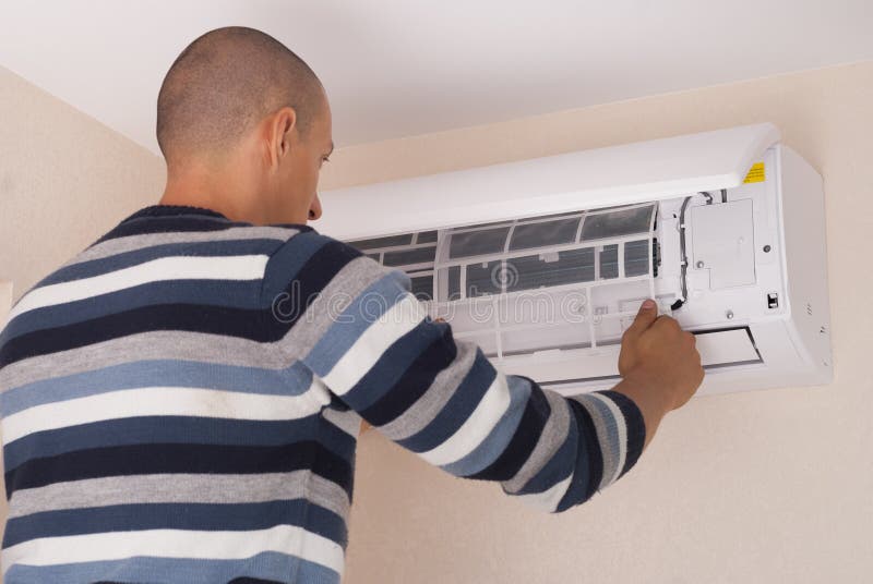 Cleaning and Repairs the Air Conditioner Stock Image Image of cool